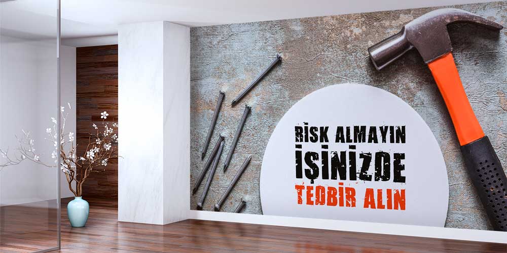 is-guvenlig-duvar-levhasi-12737-02 Risk Almayın İşinizde Tedbir Alın İş Güvenliği Duvar Kağıdı 12737