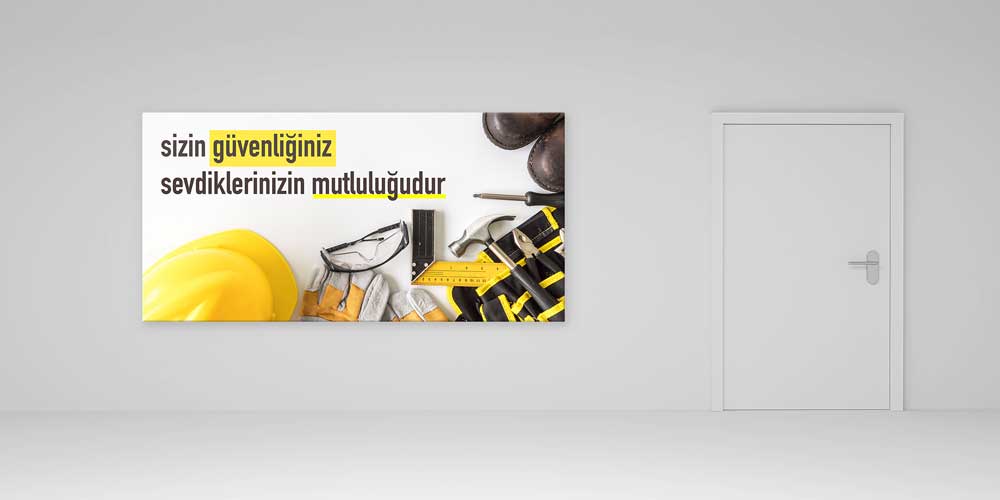 is-guvenligi-duvar-panosu-12706-02 İş Güvenliği Uyarı Panosu - Önce Güvenlik Dekoratif Duvar Baskısı – 12706