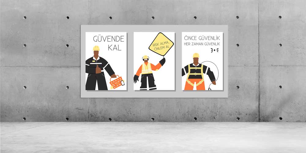 İş Güvenliği Duvar Panosu - Güvende Kal Mesajlı – 12712