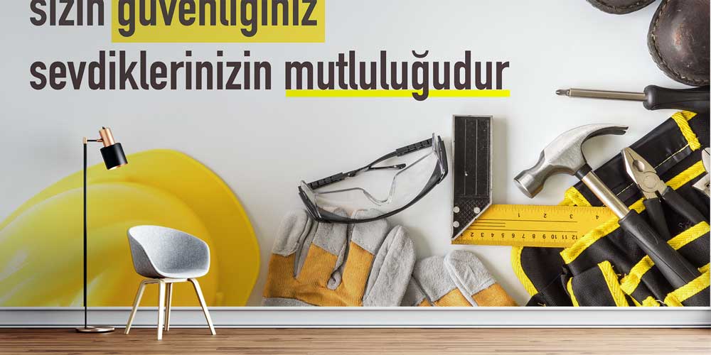 is-guvenligi-duvar-panosu-12731-00 Sizin Güvenliğiniz Sevdiklerinizin Mutluluğudur İş Güvenliği Duvar Kağıdı 12731