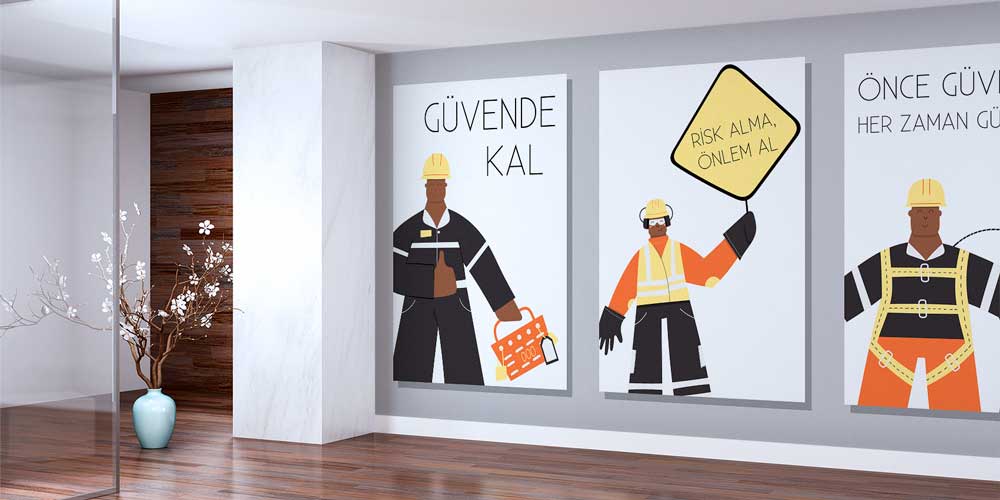 is-guvenligi-duvar-panosu-12736-02 Güvende Kal Risk Alma Önlem Al İş Güvenliği Duvar Kağıdı 12736