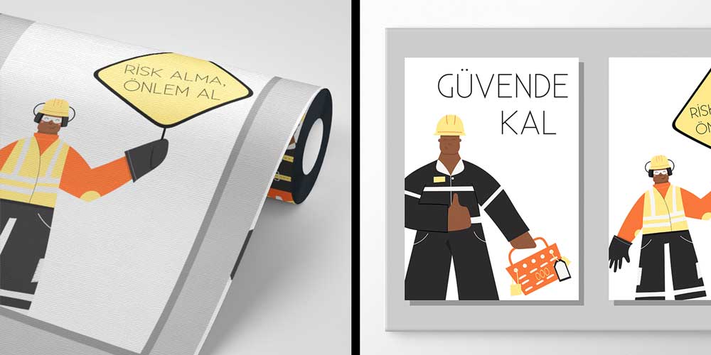 is-guvenligi-duvar-panosu-12736-04 Güvende Kal Risk Alma Önlem Al İş Güvenliği Duvar Kağıdı 12736