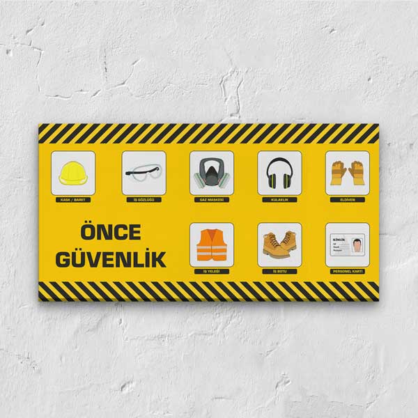 Önce Güvenlik Duvar Panosu - İş Güvenliği Ekipmanları Tablosu – 12744