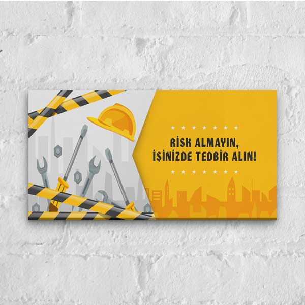 is-guvenligi-duvar-panosu-12747-00 İş Güvenliği Öncelikli Duvar Panosu - Önce Güvenlik Kanvas Tablo – 12747