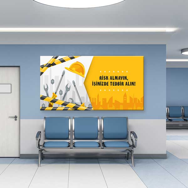 is-guvenligi-duvar-panosu-12747-02 İş Güvenliği Öncelikli Duvar Panosu - Önce Güvenlik Kanvas Tablo – 12747