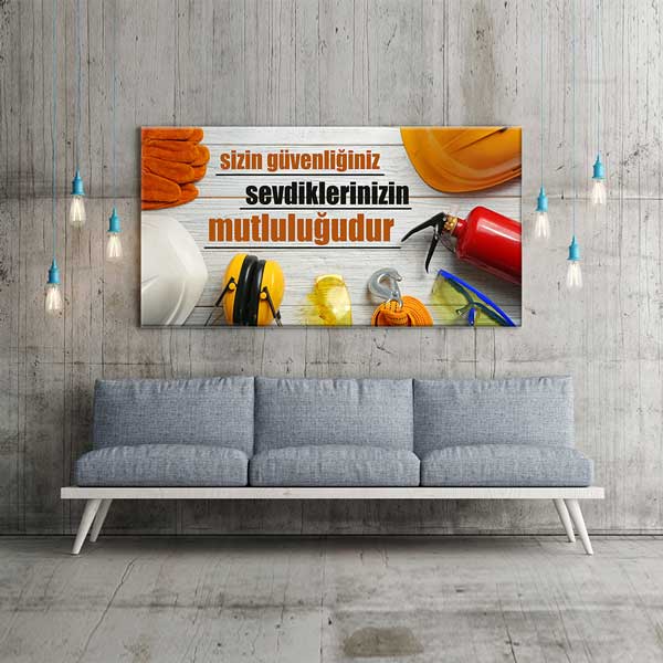 İş Güvenliği Duvar Tablosu - Önce Güvenlik Kanvas Dekor – 12755