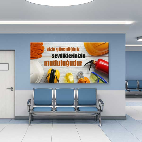 İş Güvenliği Duvar Tablosu - Önce Güvenlik Kanvas Dekor – 12755