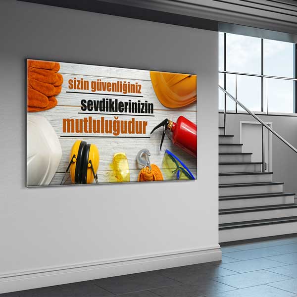 İş Güvenliği Duvar Tablosu - Önce Güvenlik Kanvas Dekor – 12755