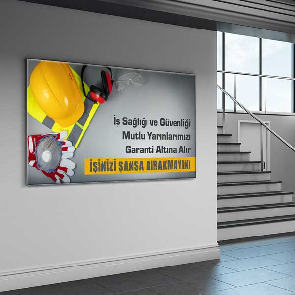 is-guvenligi-duvar-tablosu-12743-03 İş Güvenliği Temalı Duvar Tablosu - İş Sağlığı ve Güvenliği Kanvas – 12743