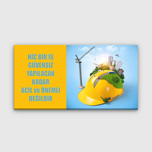 İş Güvenliği Temalı Şehir ve Baret Duvar Tablosu – 12761