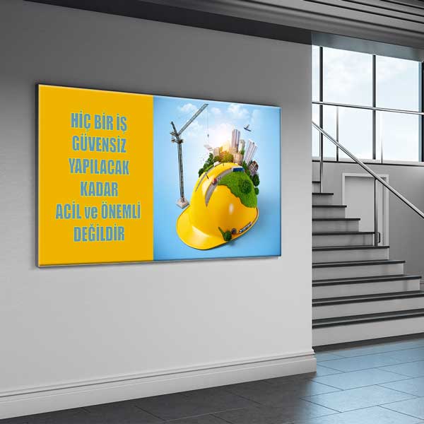 İş Güvenliği Temalı Şehir ve Baret Duvar Tablosu – 12761