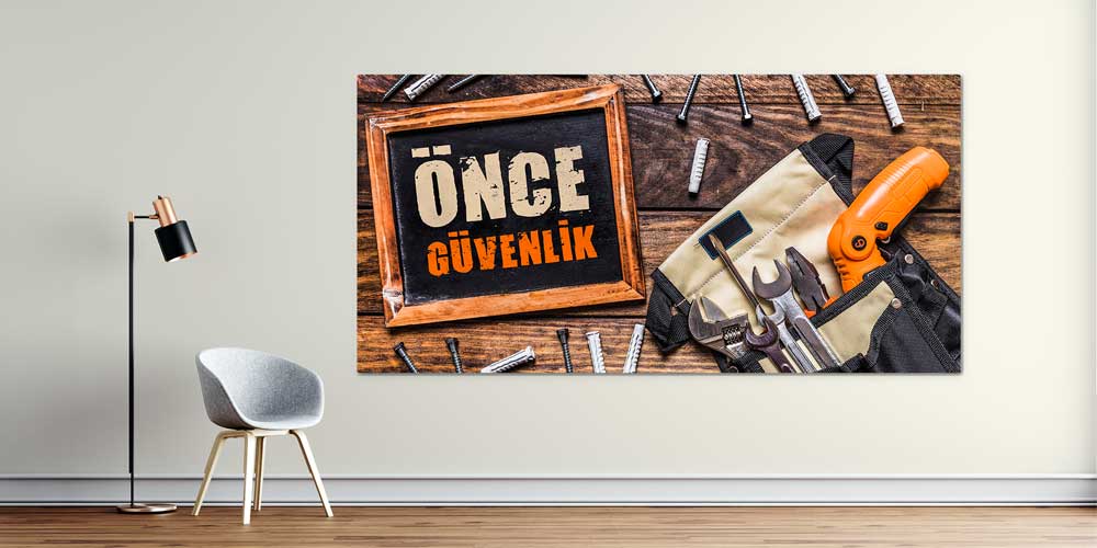 Önce Güvenlik Duvar Panosu - İş Güvenliği Dekoratif Baskı – 12715