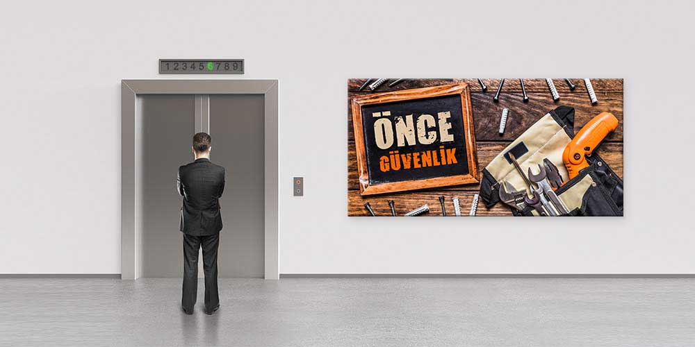 Önce Güvenlik Duvar Panosu - İş Güvenliği Dekoratif Baskı – 12715