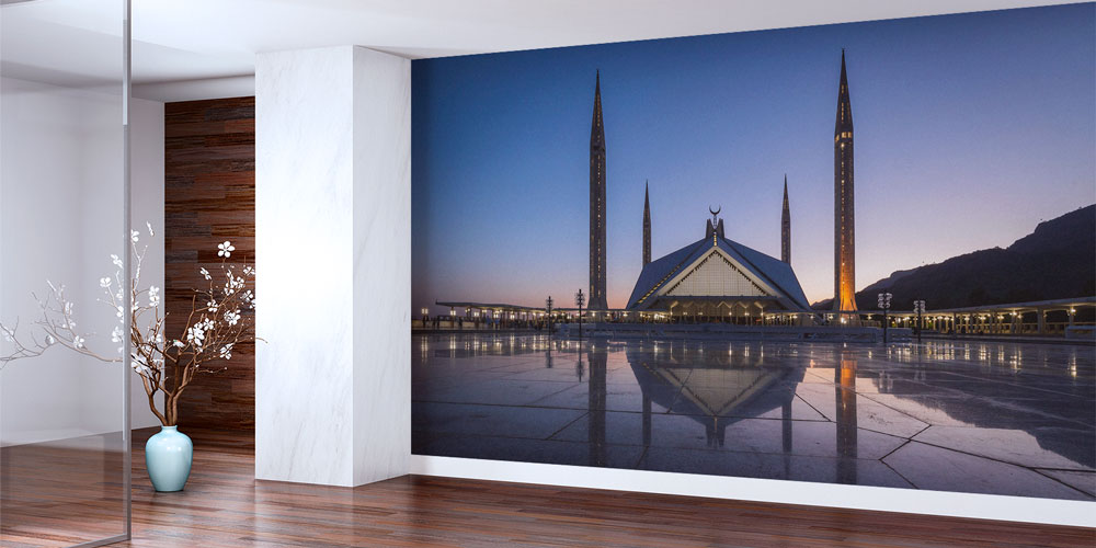 islam-cami-duvar-dekoru-10428-01 Faysal Camii Akşam Manzarası Duvar Kağıdı 10428