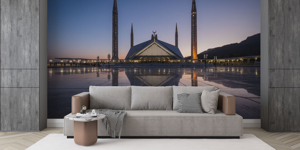 islam-cami-duvar-dekoru-10428-02 Faysal Camii Akşam Manzarası Duvar Kağıdı 10428