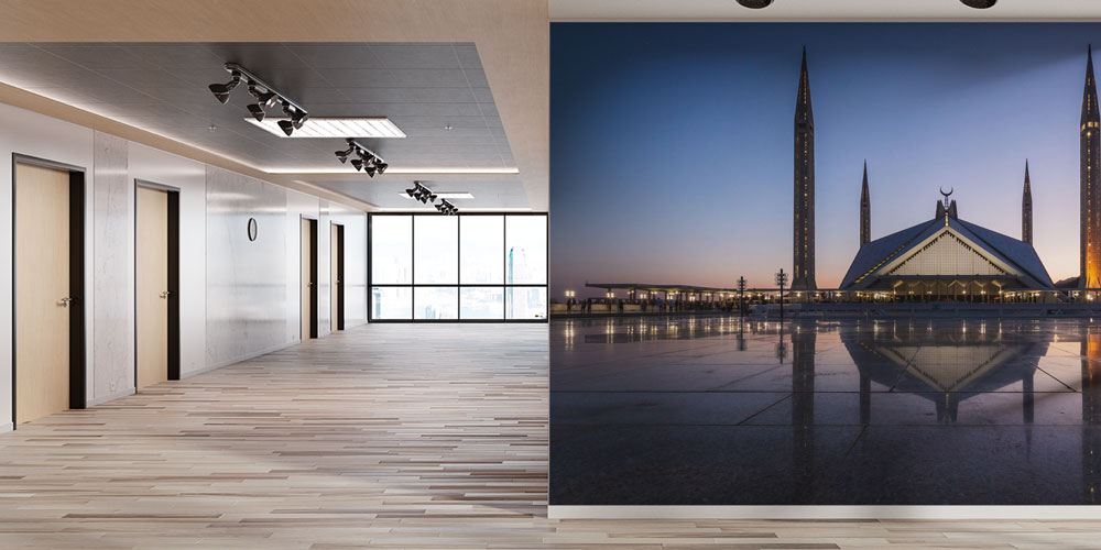 islam-cami-duvar-dekoru-10428-03 Faysal Camii Akşam Manzarası Duvar Kağıdı 10428