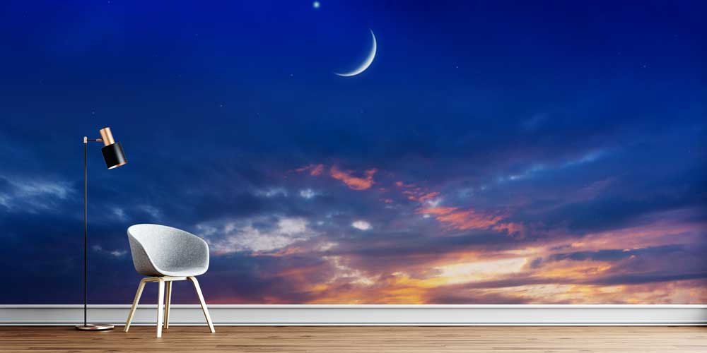 islam-dekor-duvar-kagidi-10503-0 Hilal ve Gökyüzü Manzaralı Dekoratif Duvar Kağıdı 10503