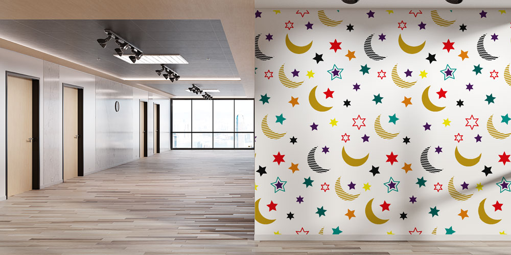 Ay Yıldız Desenli Modern Duvar Kağıdı 10404