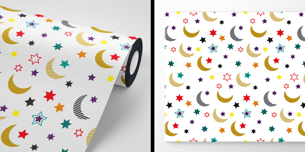 Ay Yıldız Desenli Modern Duvar Kağıdı 10404