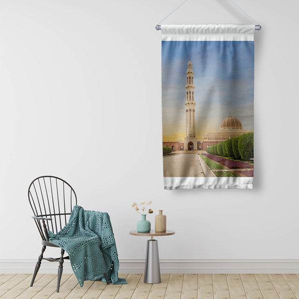 Sultan Kâbus Büyük Camii Gün Batımı Manzarası Duvar Flaması 10680