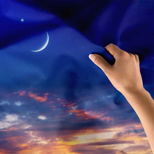 islam-dekorasyon-ortu-10602-05 Hilalli Gökyüzü Manzaralı İslami Duvar Örtüsü Kumaş Baskı 10602