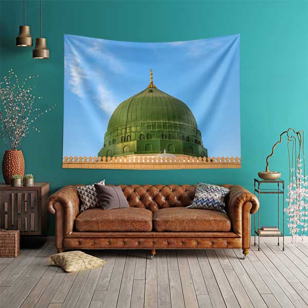 Medine Yeşil Kubbe Duvar Örtüsü Kumaş Baskı 10627