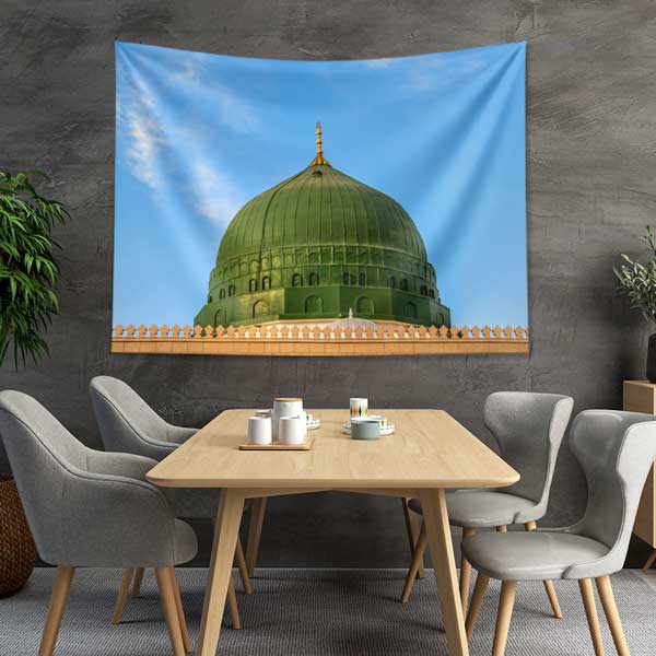 Medine Yeşil Kubbe Duvar Örtüsü Kumaş Baskı 10627