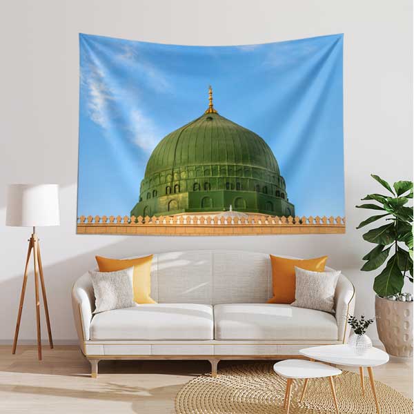 Medine Yeşil Kubbe Duvar Örtüsü Kumaş Baskı 10627