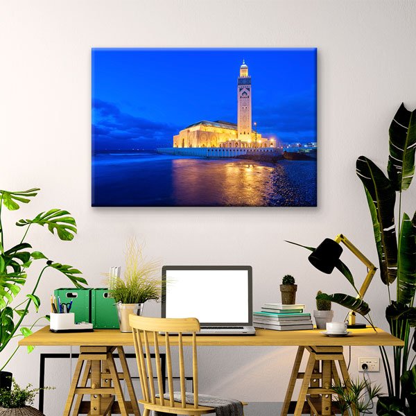 Hassan II Camii Alacakaranlık Deniz Manzarası Duvar Tablosu – 10778