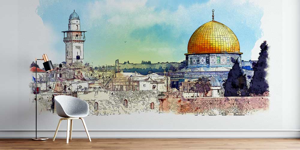 Kudüs Kubbet-üs-Sahra Suluboya Duvar Kağıdı 10431