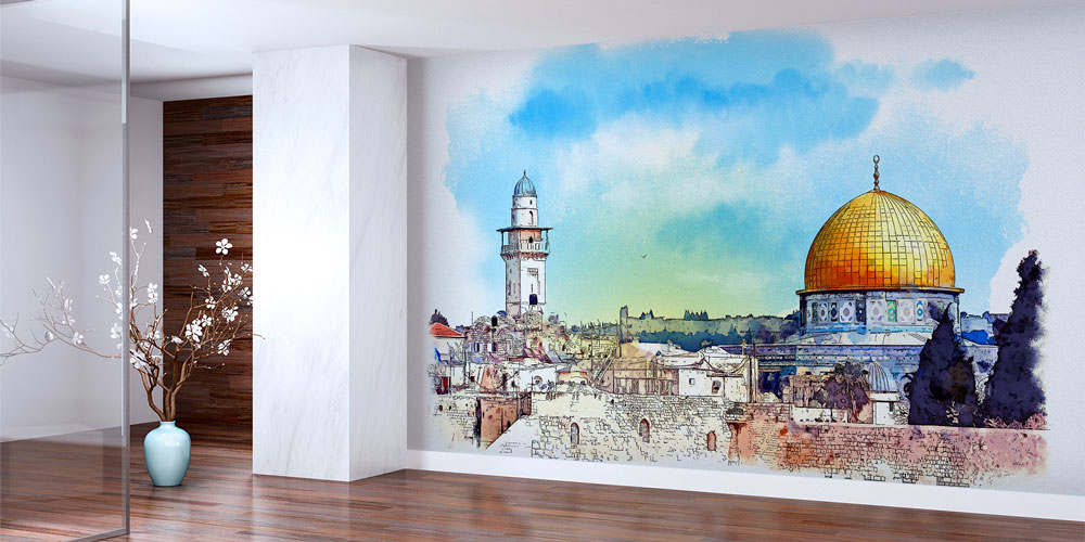 Kudüs Kubbet-üs-Sahra Suluboya Duvar Kağıdı 10431