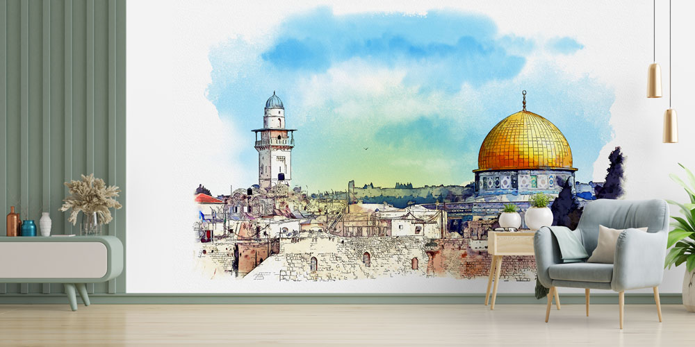 Kudüs Kubbet-üs-Sahra Suluboya Duvar Kağıdı 10431