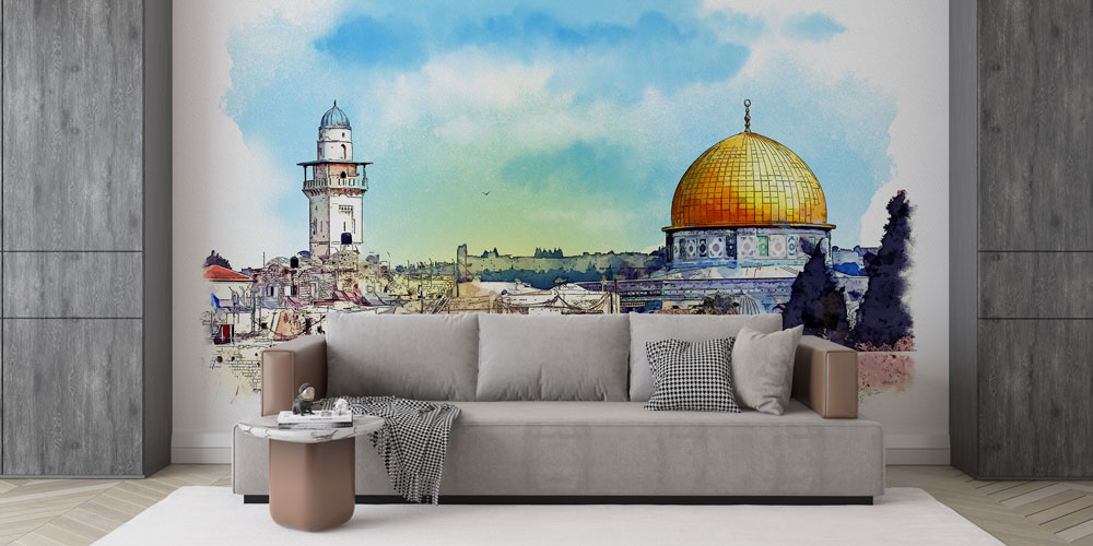 Kudüs Kubbet-üs-Sahra Suluboya Duvar Kağıdı 10431