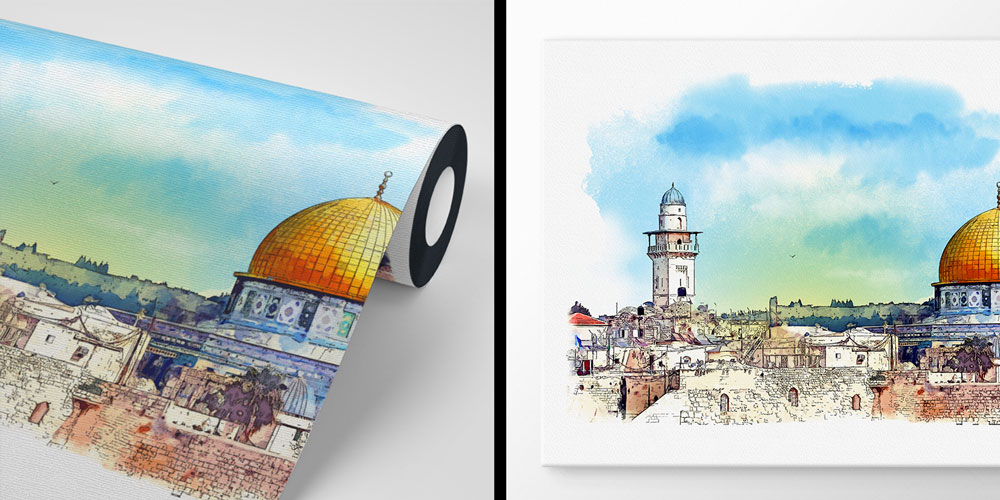 Kudüs Kubbet-üs-Sahra Suluboya Duvar Kağıdı 10431