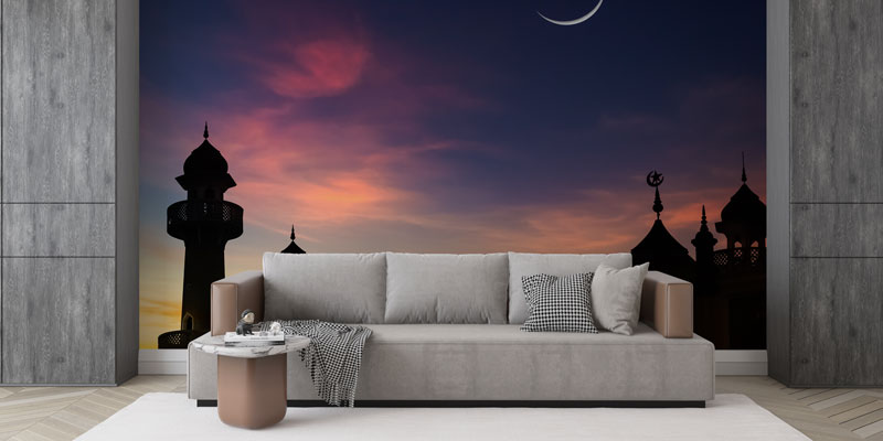 Camii Silüetli Gün Batımı Duvar Kağıdı 10507