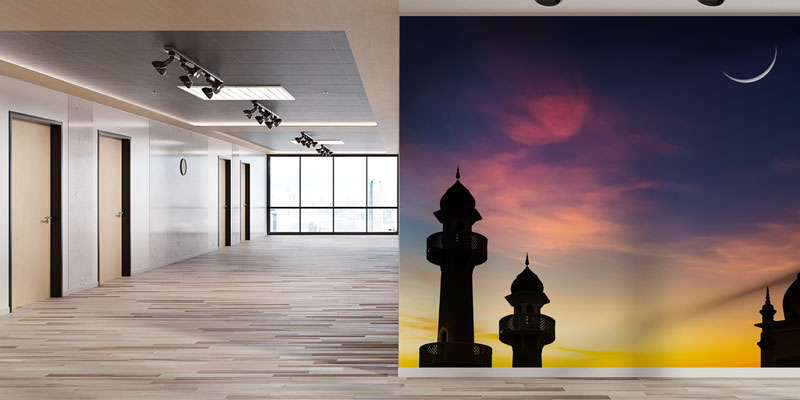 Camii Silüetli Gün Batımı Duvar Kağıdı 10507