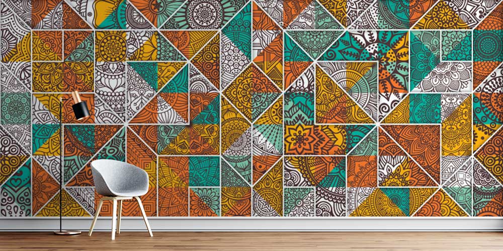 Mozaik Desenli İslami Duvar Kağıdı 6115