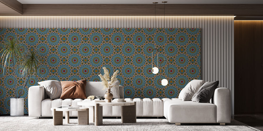 Sürekli Desen İslami Motifli Duvar Kağıdı 6121