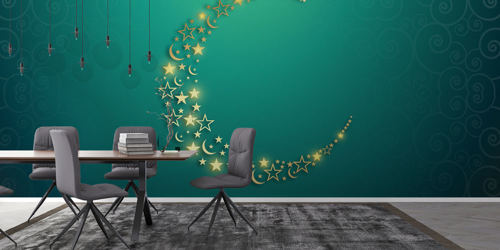 Hilal ve Yıldız Motifli Dekoratif Duvar Kağıdı 6135