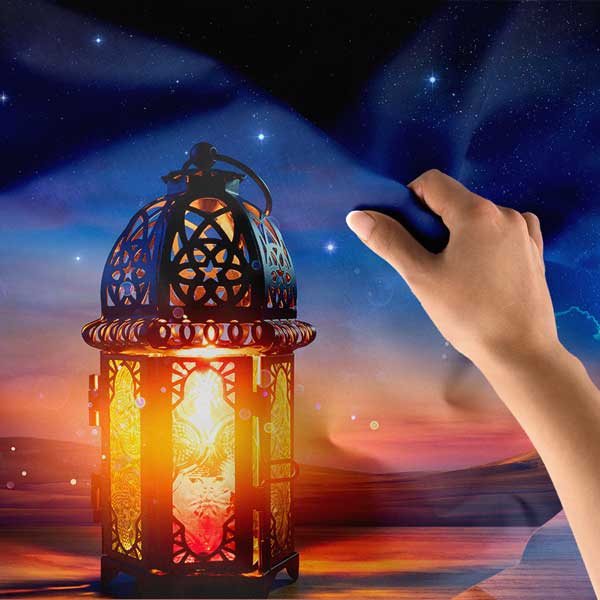 Hilal ve Fener Desenli İslami Duvar Örtüsü Kumaş Baskı 10601