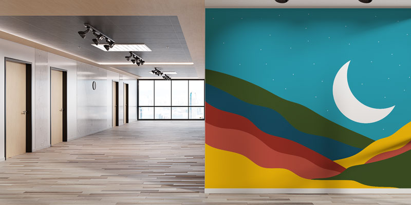 Modern Çizim Hilal Desenli İslami Duvar Kağıdı 10512