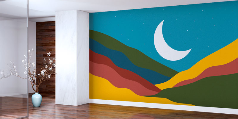 Modern Çizim Hilal Desenli İslami Duvar Kağıdı 10512