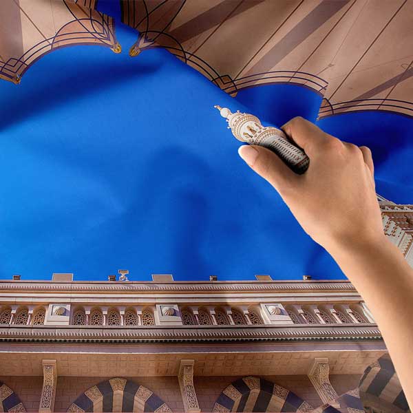 Medine Mescid-i Nebevi Avlu Minareleri Duvar Örtüsü Kumaş Baskı 10630