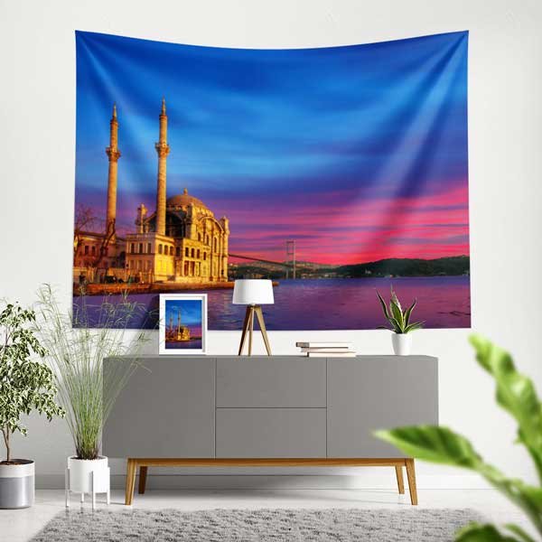 Ortaköy Camii Boğaz Manzaralı Duvar Örtüsü Kumaş Baskı 10638