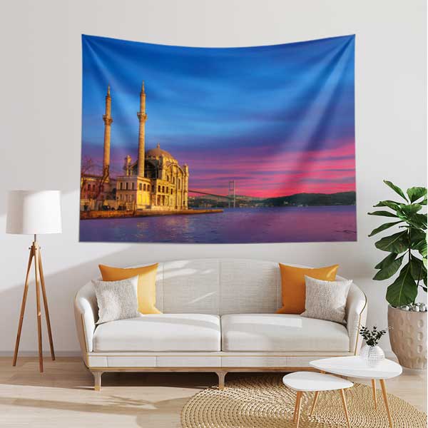 islam-duvar-dekoru-10638-03 Ortaköy Camii Boğaz Manzaralı Duvar Örtüsü Kumaş Baskı 10638