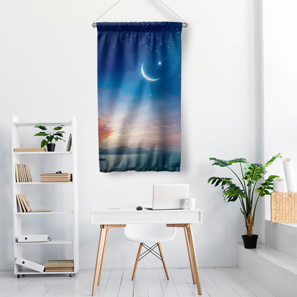 Gökyüzü ve Hilal Tasarımlı Duvar Flaması 10742