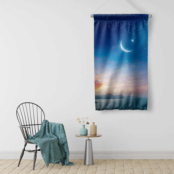 Gökyüzü ve Hilal Tasarımlı Duvar Flaması 10742