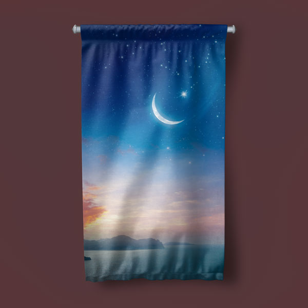 Gökyüzü ve Hilal Tasarımlı Duvar Flaması 10742