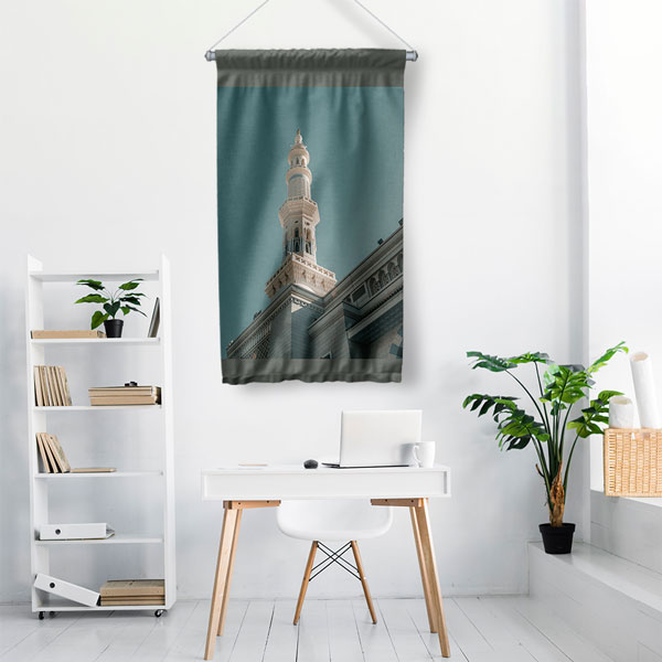 Medine Minare Detaylı Duvar Flaması Kumaş Baskı 10760