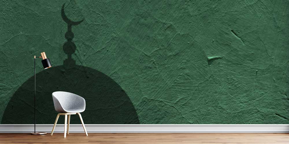 Cami Kubbesi ve Hilal Motifli Dekoratif Duvar Kağıdı 6171